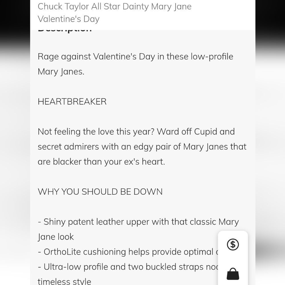 Converse Chuck Taylor Dainty Mary Jane Sneaker- Valentine's Day - Picture 9 of 14